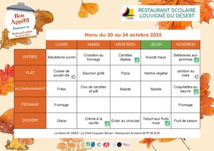 Menus Octobre > Décembre 2025