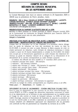 5 Compte rendu du Conseil Municipal du 25 Septembre 2025