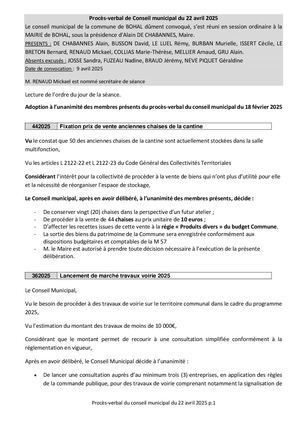 Compte Rendu De Conseil Du 22 04 2025