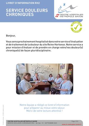 Livret Patients _- hospitalisation dans le servie de douleurs chroniques