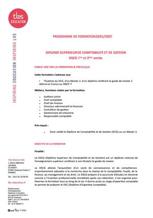 Programme De Formation Dscg 2025 2027