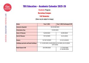 Bachelor Calendar Barcelona Exchange