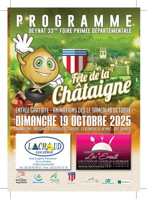 Programme 2025 de la fête de la châtaigne à Beynat