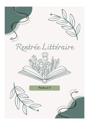 Rentrée Littéraire 2025 Octobre Partie 2/2