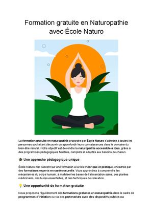 Formation gratuite en Naturopathie avec École Naturo