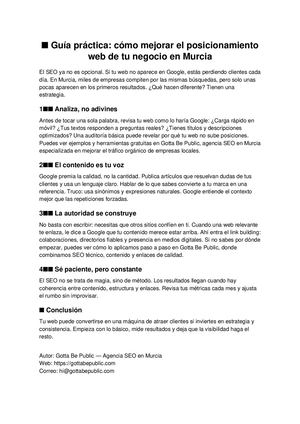 Guía SEO en Murcia | Estrategias prácticas de Gotta Be Public