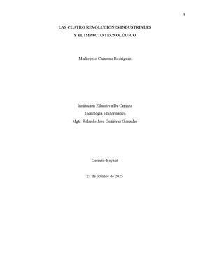 Las Cuatro Revoluciones Industriales Y La Tecnología
