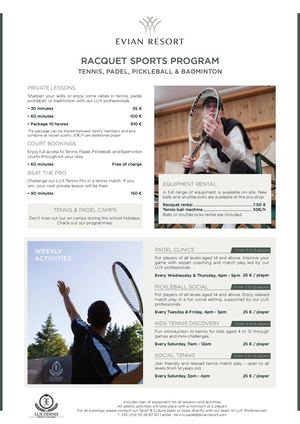 Programme Tennis  GB