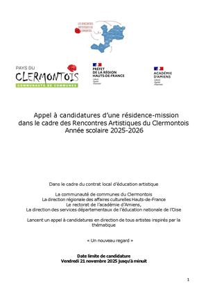 Appel à candidatures - Résidence-mission 2025/2026