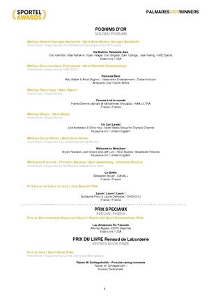 2025 SPORTEL Awards Palmares