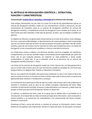 ✅ El Artículo De Divulgación Científica ???? Estructura, Función Y Caracteristicas