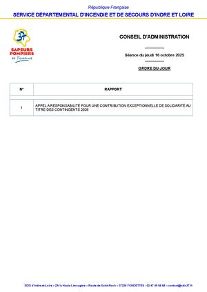 Conseil d'administation Du 16 Octobre 2025