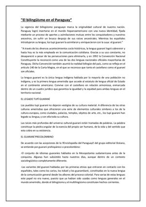 El Bilingüismo En El Paraguay