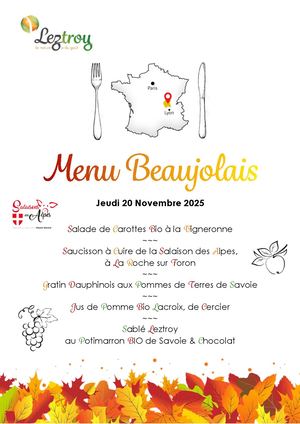 Menu Beaujolais du 20/11/2025
