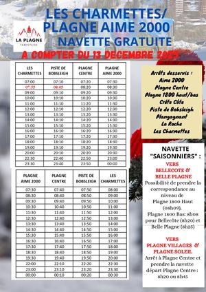 Navette Les Charmettes / Plagne Aime 2000 H22-23