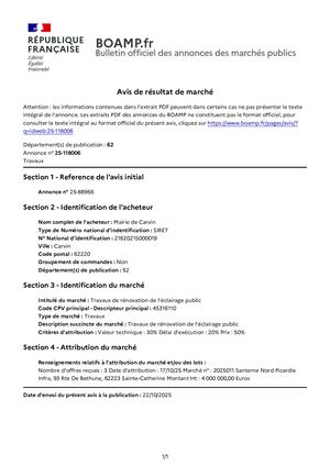 Avis d'attribution n°2025011