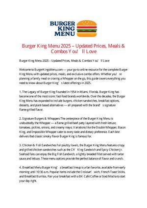 Burger King Menu 2025 – Updated Prices, Meals & Combos You’ll Love