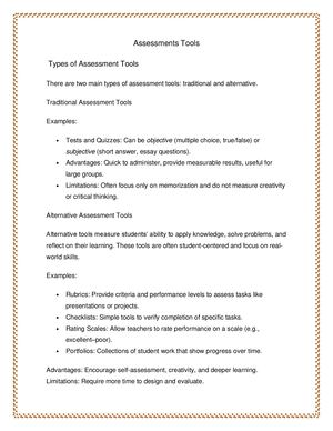 Traditional Assessment Tools Examples Calaméo - Assessments Tools