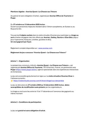 Règlement Avoriaz Quest - La Chasse aux trésors