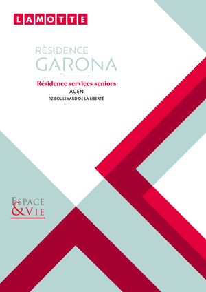 La Résidence Garona à Agen (47) - Résidence services seniors - Lamotte