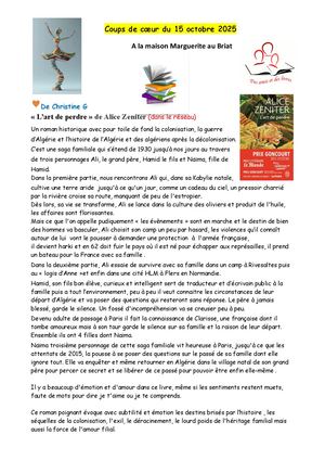 Coups De Coeur 15 10 25