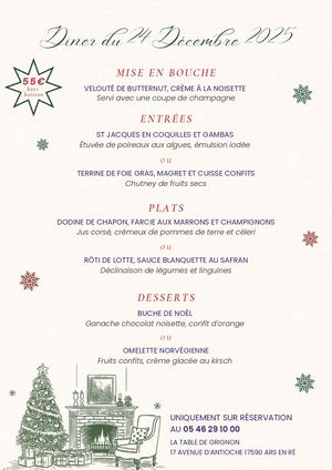 Diner du 24 décembre - Restaurant La Table de Grignon