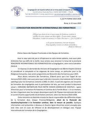 Convocation Rencontre internationale des formatrices