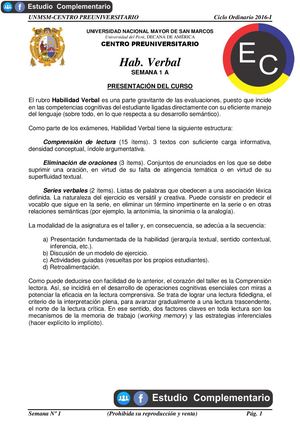 │Ec│ H Verbal Completo Cepre Sm 2016 I