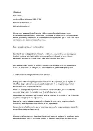 De Formulación De Proyectos Semana 1
