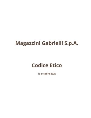Magazzini Gabrielli S P A Codice Etico 10 03 2022 Defintivo