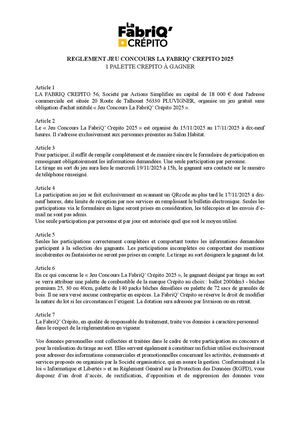 F56 Règlement Jeu Concours Salon Habitat 2025