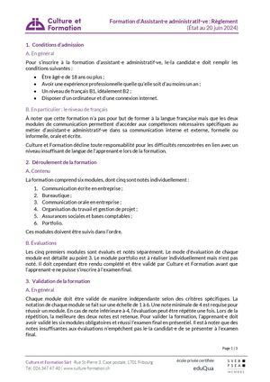 Formation Assistante Administrative Règlement 20062024