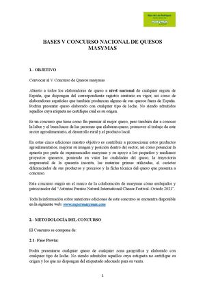 Bases V Concurso Nacional De Quesos Masymas