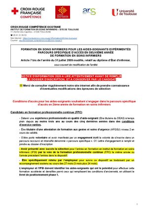 Dossier Sélection Ifsi Tlse As Expérimentés 2026 Google Docs