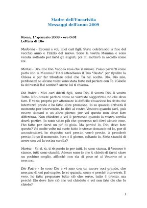 Madre dell'Eucaristia - Messaggi dell'anno 2009