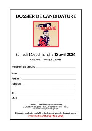 Dossier Candidature Le Z'arts En Scène 2026