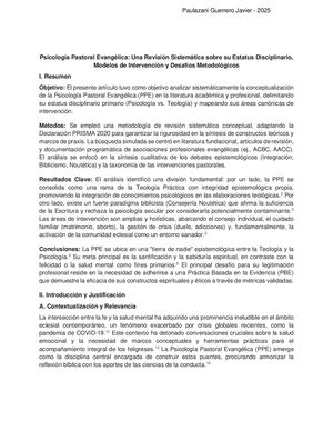 Psicología Pastoral Evangélica Revisión Sistemática