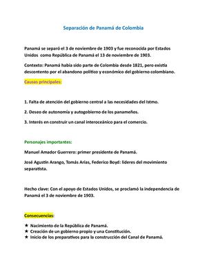 Separación De Panamá El Nacimiento de una Nación Libre