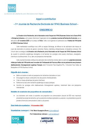 1ère Journée Doctorale de l'IPAG Business School