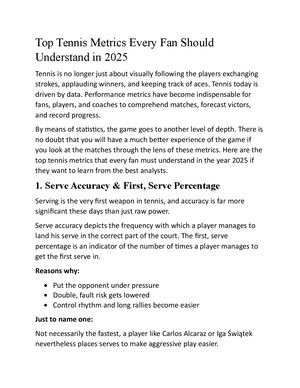 Tennis Metrics Every Fan Should Understand In 2025