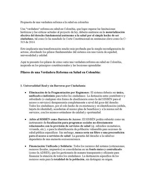 Calaméo - Propuesta De Una Verdadera Reforma A La Salud En Colombia
