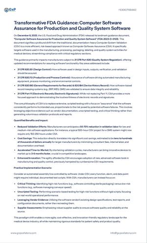 Transformative Fda Guidance Computer Software Assurance For Production And Quality System Software