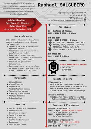 Liste de CV - Informatique & Cybersécurité