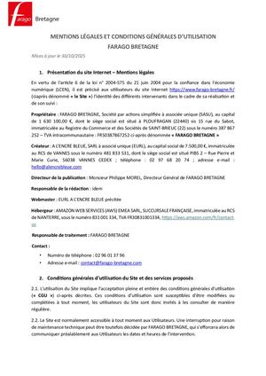 FARAGO BRETAGNE - Mentions Légales &#38; CGU MàJ