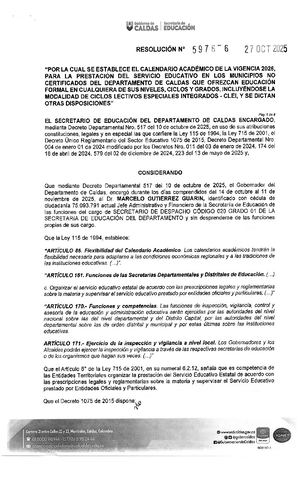 Resolución 5976 6 Del 27 De Octubre De 2025 Calendario Academico 2026