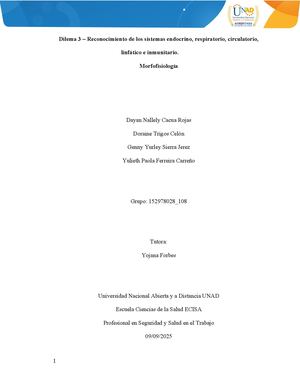 Dilema 3 – Reconocimiento De Los Sistemas Endocrino, Respiratorio, Circulatorio, Linfático E Inmunitario