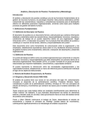 Análisis Y Ejemplos De Descripción De Puestos 2025