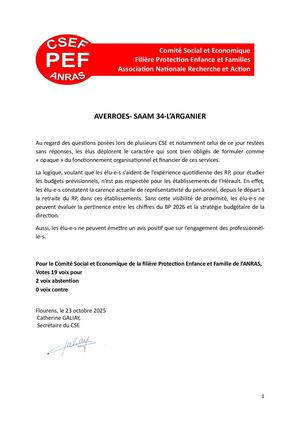 Budget Prévisionnel 2026 de Averroes, SAM 34 & Arganier : Avis CSE