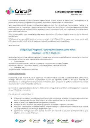 Annonce Analyste Ingénieur Financier