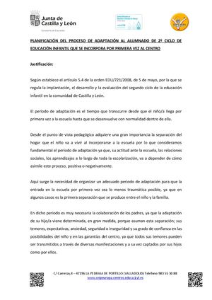019 Planificación Del Proceso De Adaptación Del Alumnado De 2º Ciclo De Educación Infantil 2025_26